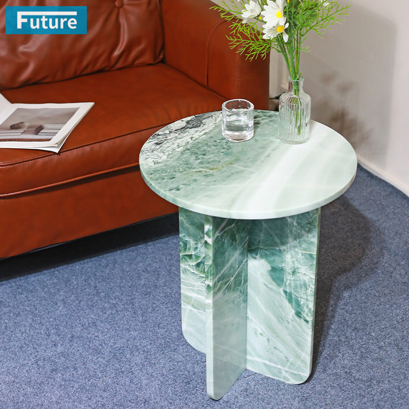 Sky Blue Marble Stone Side Table
